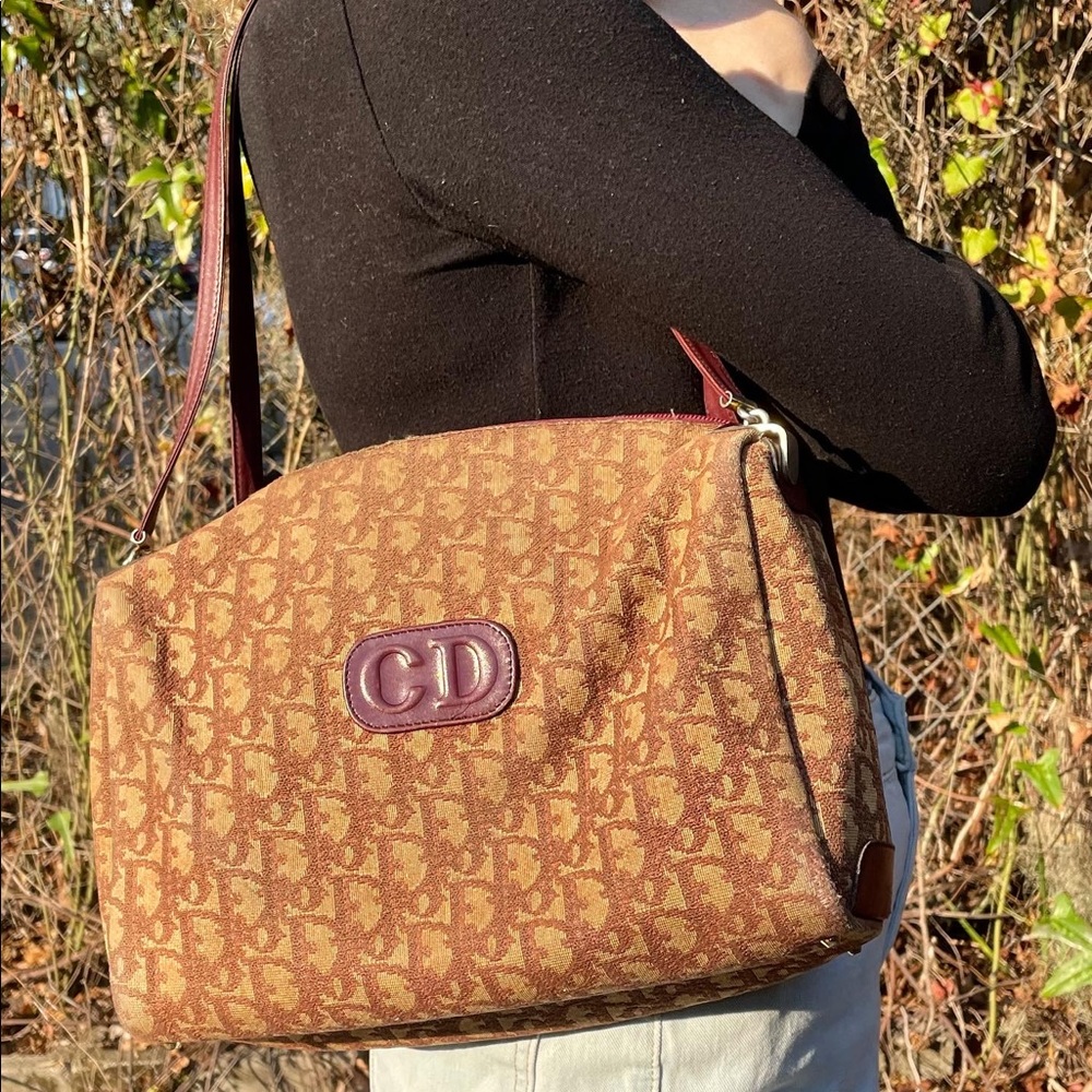 Vintage Dior monogram red shoulder bag
